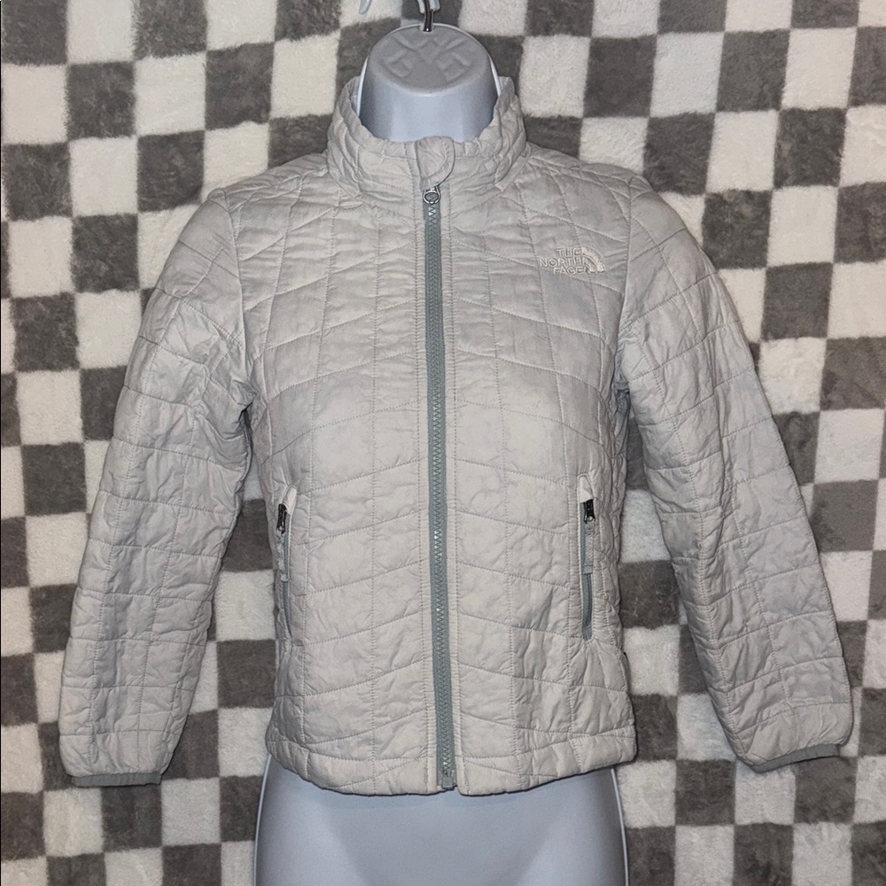 The North Face Gray Puffer Jacket with Stand-Up Collar  Youth Size 8